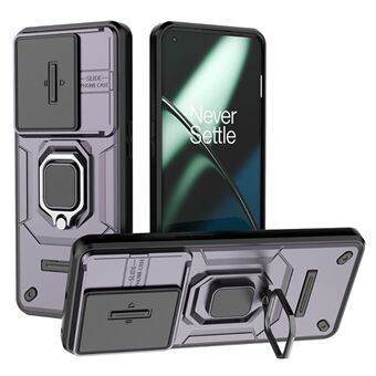 Voor OnePlus 11 5G Hoesje Schuiflensschild Ring Kickstand PC+TPU Telefoonhoesje
