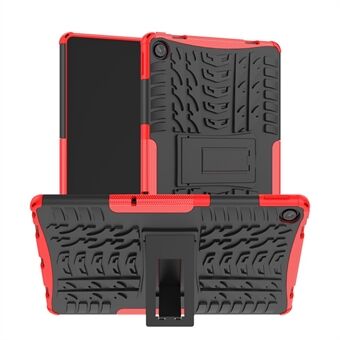 Voor de Lenovo Tab M10 Plus (3e generatie) / Xiaoxin Pad 2022 10.6 inch Anti-kras Anti-val Bandstructuur Standaard Zwaar Pantserhoesje Zachte TPU Harde PC Case.