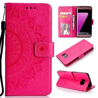 Opdruk Flower Leather Wallet Case voor Samsung Galaxy S7 Edge SM-G935