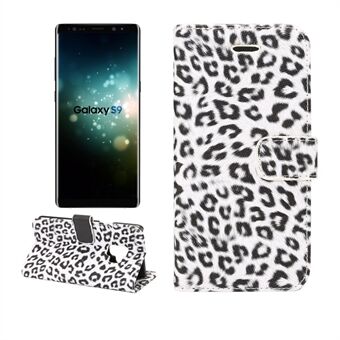 Luipaard Patroon Leren Portemonnee Stand Mobiele Case voor Samsung Galaxy S9 G960 - Wit