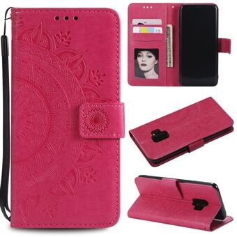 Opdruk Butterfly Flower Leather Wallet Cover voor Samsung Galaxy S9 SM-G960