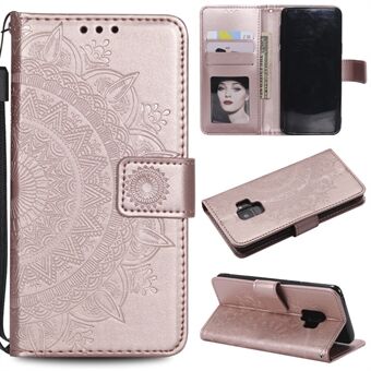 Opdruk vlinderbloem lederen portemonnee hoesje voor Samsung Galaxy S9 SM-G960