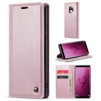 CASEME 003 Serie Voor Samsung Galaxy S9 Magnetische Adsorptie PU Leer Drop-proof Wallet Case Wasachtige Textuur Telefoon Stand Cover