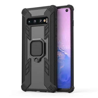 Warrior Style Roterende Ring Kickstand PC + TPU Beschermende Back Cover voor Samsung Galaxy S10