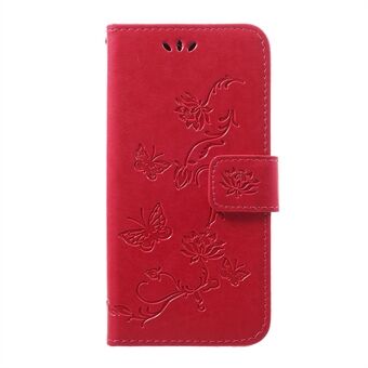 Opdruk Butterfly Flower Stand Wallet Leather Shell Case voor Samsung Galaxy A40