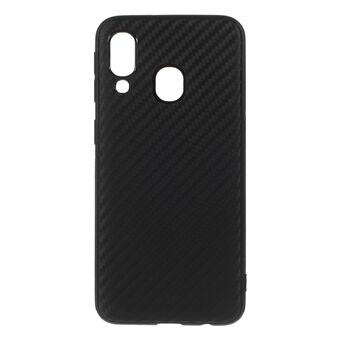 Carbon Fiber TPU Mobiele Telefoon Shell voor Samsung Galaxy A40 - Zwart