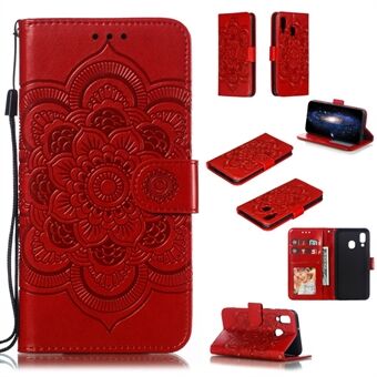 Opdruk Mandala Flower Leather Wallet Cover voor Samsung Galaxy A40