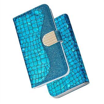 Krokodillenleer Glittery Powder Splicing Wallet Leren Hoesje voor Samsung Galaxy A40