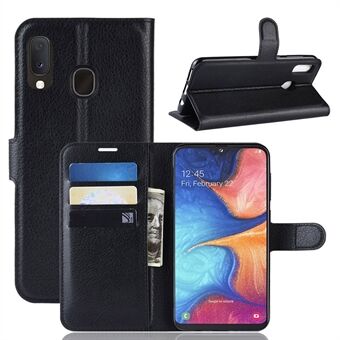Litchi Texture Wallet Stand Leren beschermhoes voor Samsung Galaxy A20e