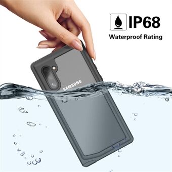 RODE PEPPER Waterdichte beschermende telefoonhoes voor Samsung Galaxy Note 10 [Ondersteuning vingerafdruk ontgrendelen] [Clear Back] - Zwart