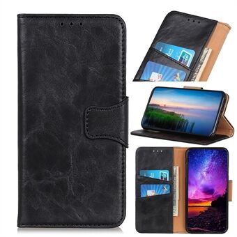 Crazy Horse portemonnee splitlederen beschermhoes met Stand voor Samsung Galaxy A51 - zwart