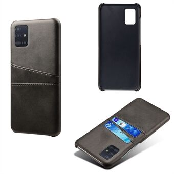 KSQ PU-leer beklede pc-cover met dubbele kaartsleuf voor Samsung Galaxy A51 - zwart