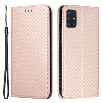 Carbon Fiber Textuur Stand Portemonnee Lederen Telefoon Cover Case voor Samsung Galaxy A51 4G SM-A515