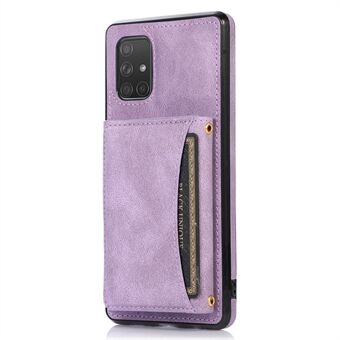 Voor Samsung Galaxy A51 4G SM-A515 Magnetische Knop Tri-fold Portemonnee Telefoon Case Kickstand PU Leather Coated TPU Cover