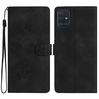 Voor Samsung Galaxy A51 4G SM-A515 Flower Imprint Phone Case Wallet Stand Leather Phone Cover