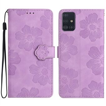 Wallet Cover voor Samsung Galaxy A51 4G SM-A515 Bloemen bedrukt Stand PU lederen telefoonhoes