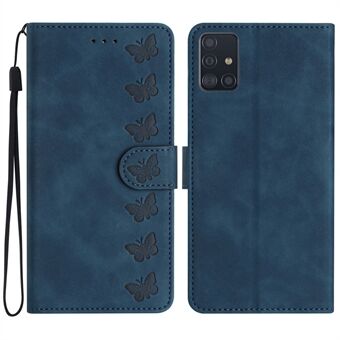 Leren telefoonhoesje voor de Samsung Galaxy A71 4G SM-A715 Stand Wallet Cover met vlinderprint