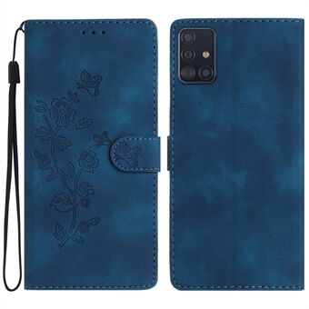 Stand Case voor Samsung Galaxy A71 4G SM-A715 PU lederen bloemenprint portemonnee telefoonhoes