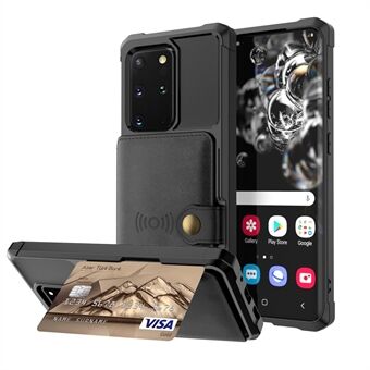 Portemonnee standaard met leer gecoate TPU-hoes ingebouwd magnetisch Ark voor Samsung Galaxy S20 Plus/ S20 Plus 5G - zwart