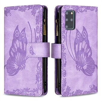 Ritszak ontwerp reliëf vlinder patroon portemonnee Stand lederen telefoon case shell voor Samsung Galaxy S20 Plus
