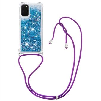 Vloeibare glitter Quicksand flexibele TPU-beschermende telefoonhoes met verstelbaar snoer voor Samsung Galaxy S20 Plus 4G/5G