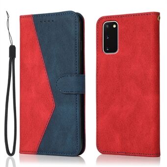 Kleur splitsing ontwerp PU lederen mobiele telefoon met volledige bescherming Stand case Shell met koord voor Samsung Galaxy S20