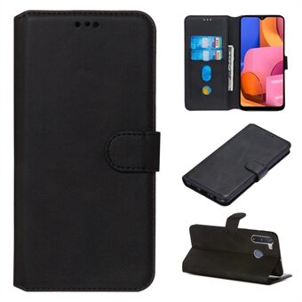 Met Wallet Stand Flip Leren Case voor Samsung Galaxy A21 - Zwart