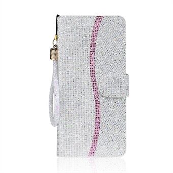 Glittery Powder Splicing Wallet Stand Leren Case voor Samsung Galaxy A41 (Algemene Versie)