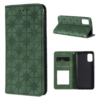 Opdruk Bloempatroon Auto-absorbed Stand Cover voor telefoon met kaartsleuf voor Samsung Galaxy A41 (Global version)