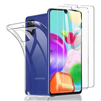 Transparant TPU telefoonhoesje + gehard glas schermfolie voor Samsung Galaxy A41 (algemene versie)