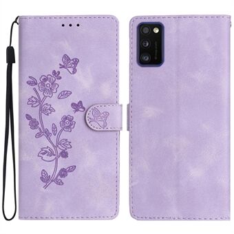 Voor de Samsung Galaxy A41 (wereldwijde versie) Stand Case Flower Imprint PU Leather Wallet Cover