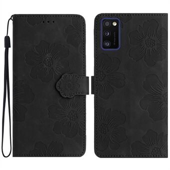 Anti-drop Cover voor Samsung Galaxy A41 (Global Version) Bloemen bedrukt Stand Phone Wallet Leather Case