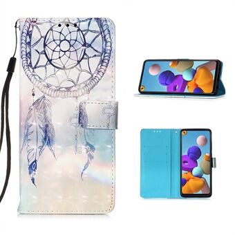 Pattern Printing Light Spot Decor Wallet Flip Leather Case with Lanyard for Samsung Galaxy A21s