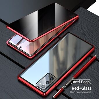 Magnetisch metalen frame + dubbelzijdig gehard glas Anti-peep Case Shell voor Samsung Galaxy Note20 4G/5G
