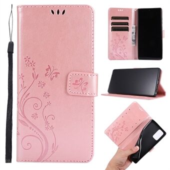 Butterfly Flower Imprinting Wallet Stand lederen telefoonhoes voor Samsung Galaxy Note 20 / Note 20 5G