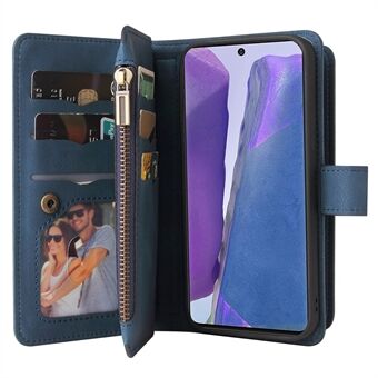 Anti-kras Skin-touch Feel Leather Stand Wallet Flip Case met ritsvak en verschillende kaartsleuven voor Samsung Galaxy Note 20