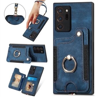 Voor Samsung Galaxy Note20 Ultra / Note20 Ultra 5G Kickstand Cover PU Leather Coated PC + TPU RFID Blocking Card Slots Phone Case