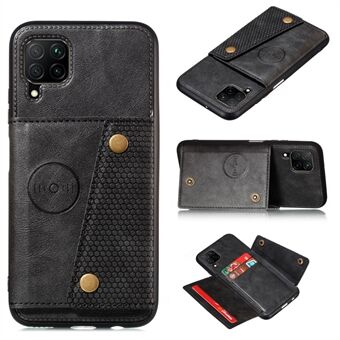 PU Leather Coated TPU Shell Case [Built-in Vehicle Magnetic Sheet] with Kickstand and Card Holder for Samsung Galaxy A42 5G