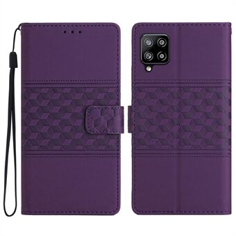 Voor Samsung Galaxy A42 5G PU Leather Flip Wallet Cover Skin-touch Gevoel Retro Bedrukt Patroon Stand Slijtvaste Telefoon Case met Riem