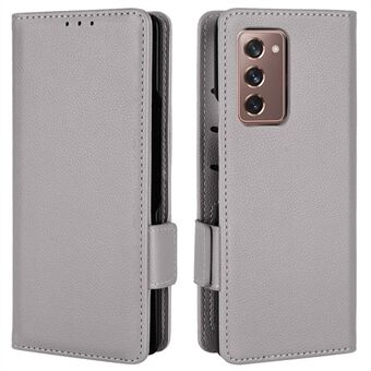 Voor Samsung Galaxy Z Fold2 5G Litchi Textuur Schokbestendig Telefoon Case PU Leer Dubbele Magnetische Sluiting Cover met Stand Portemonnee: