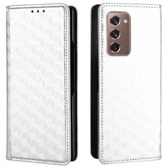 Voor Samsung Galaxy Z Fold2 5G Magnetische Auto-closing PU Leather Drop-proof Case Rhombus Opdruk Beschermhoes met Stand Portemonnee