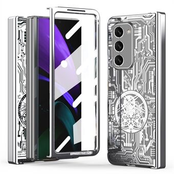 Voor Samsung Galaxy Z Fold2 5G Mechanische Legend Series Scharnier Bescherming Telefoon Case Hard PC Galvaniseren Cover met Gehard Glas Film
