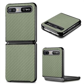 Carbon Fiber Textuur Leer Gecoate PC + TPU Beschermende Telefoon Case Shell voor Samsung Galaxy Z Flip 5G