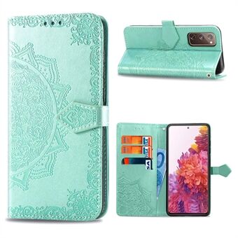 Reliëf Mandala Flower Wallet Leather Shell voor Samsung Galaxy S20 FE 4G/FE 5G/S20 Lite/S20 FE 2022