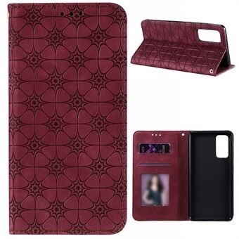 Opdruk Lucky Flower Auto-absorberende Flip Leather Cover voor Samsung Galaxy S20 FE 4G/5G/2022/S20 Lite