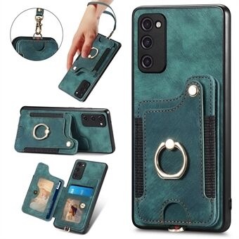 Voor Samsung Galaxy S20 FE / S20 FE 5G / S20 FE 2022 / S20 Lite RFID Blocking Phone Cover PU Leather Coated PC + TPU Card Holder Kickstand Case