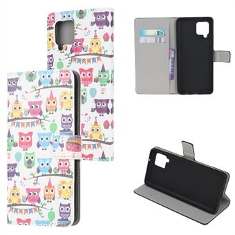 Wallet Stand Leather Pattern Printing Beschermhoes voor Samsung Galaxy A12