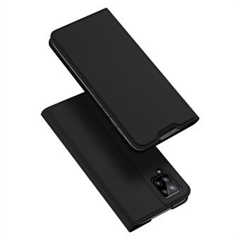 DUX DUCIS Skin Pro serie voor Samsung Galaxy A12/M12 Stand Functies Folio Flip lederen tas met kaarthouder - zwart