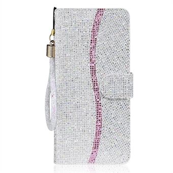 Glittery Powder Splicing Wallet Leather Case Stand Cover voor Samsung Galaxy A12