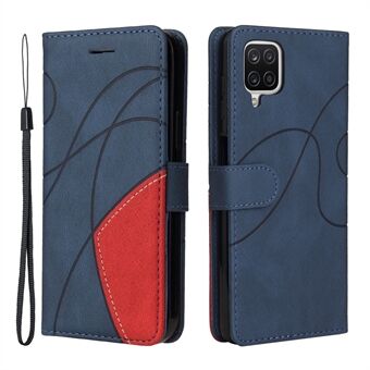 Tweekleurig splitsingsontwerp PU- Stand Flip Phone Case Pouch hoes met praktische riem voor Samsung Galaxy A12 5G